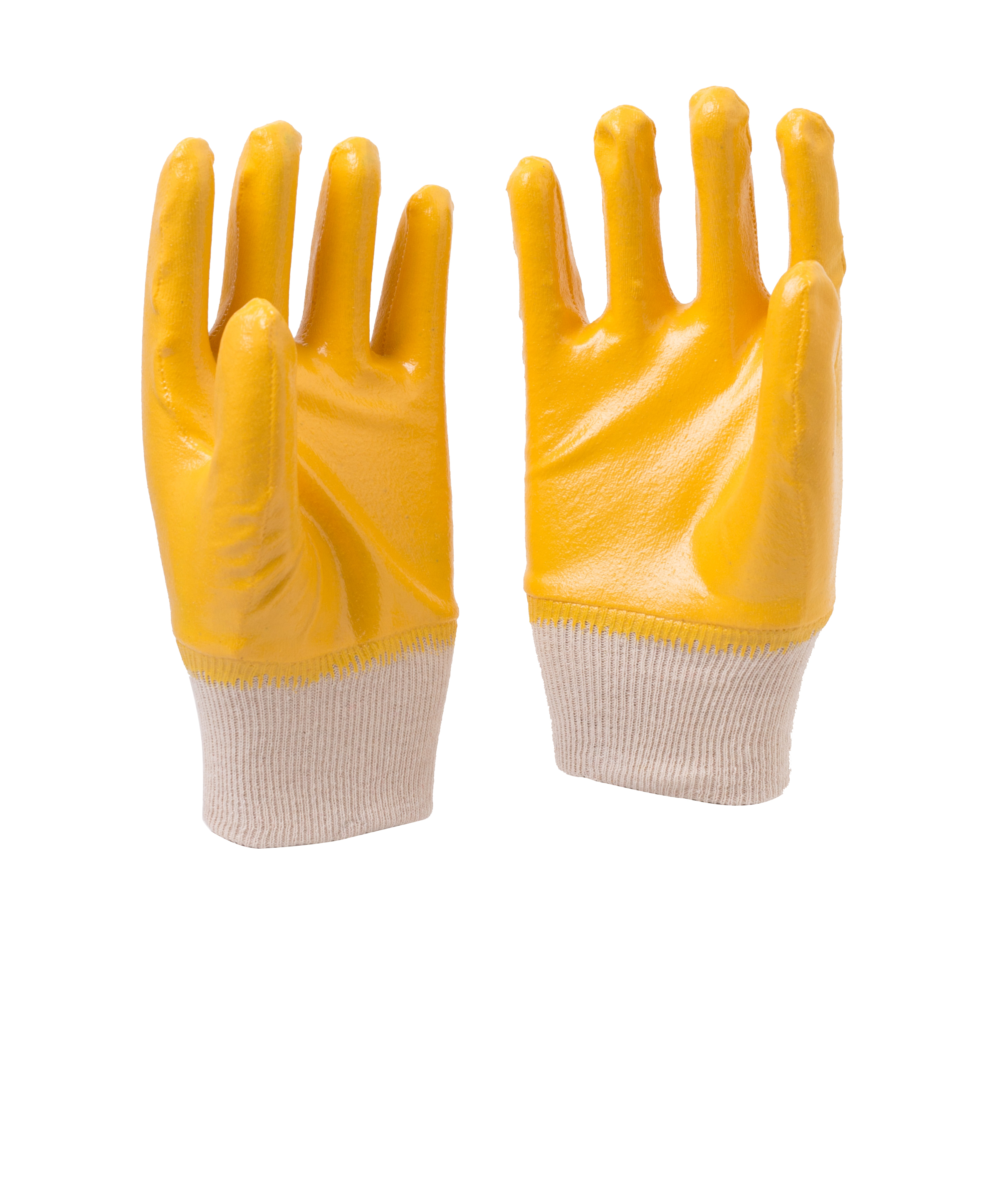 Cotton knit wrist yellow NBR 3/4 coated glove